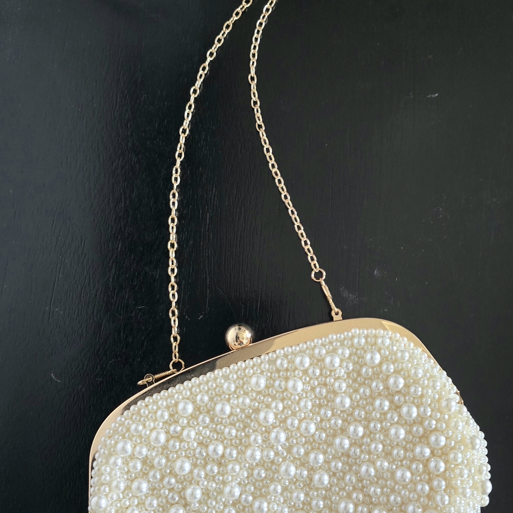 Elegant Pearl-Embellished Evening Bag
